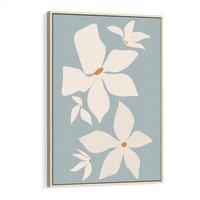 Obraz w ramie 80x120 - Błękit Kwiatów - kwiaty, nowoczesne i minimalistyczne - rama drewno