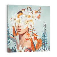 Obraz na płótnie 70x70 - Kwiatowa Enklawa Uroku - kolaż, nierealna kompozycja