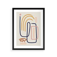 Plakat w ramie 30x40 - Abstrakcyjne Mrugnięcie - abstrakcja w stylu picasso, beżowe tło - rama czarna