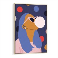 Obraz w ramie 80x120 - Odbicie Kobiety - nowoczesny plakat, styl retro - rama drewno