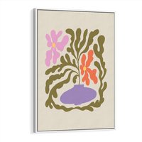 Obraz w ramie 50x70 - Kolorowe Echa - kwiaty, abstrakcja - rama biała