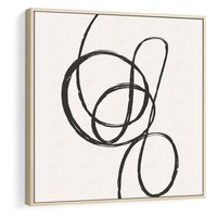 Obraz w ramie 80x80 - Migotliwa Kreatywność - abstrakcyjne szkicowane linie, minimalizm - rama drewno