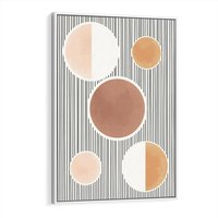 Obraz w ramie 50x70 - Rozplątane Granice - abstrakacyjna nowoczesna sztuka, koła okręgi - rama biała