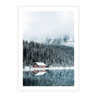 Plakat bez ramy 30x40 - Biały Domek - domek w górach, zima