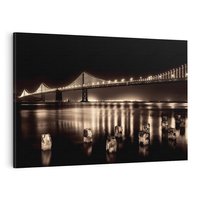 Obraz na płótnie 100x70 - Most nocą nad rzeką - noc, most