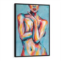 Obraz w ramie 50x70 - Nagie Natchnienie - obraz olejny, naga kobieta - rama czarna