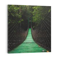 Obraz na płótnie 70x70 - Most linowy w lesie - most, linowy