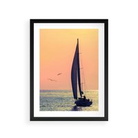 Plakat w ramie 50x70 - Żaglówka na Horyzoncie - żaglówka, jacht - rama czarna