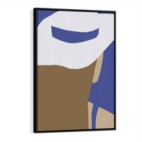 Obraz w ramie 50x70 - Kobiecy Wiatr - plakat retro, kobieta w kapeluszu - rama czarna
