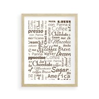 Plakat w ramie 50x70 - Kawa w Stylu Coffee - kawa, coffee - rama drewno