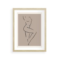 Plakat w ramie 30x40 - Zanikająca Wyobraźnia - mnimalistyczny akt, beżowa tonacja - rama drewno