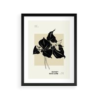 Plakat w ramie 50x70 - Ekspresja w szkicowanych kształtach - kwiaty, typografia - rama czarna