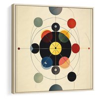 Obraz w ramie 80x80 - Bezgraniczny Taniec Światła - abstrakcyjna geometryczna kompozycja, koła linie - rama drewno