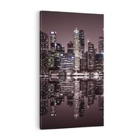 Obraz na płótnie 80x120 - Miejskie światła ożywiające nocne niebos - Singapur, miasto