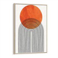 Obraz w ramie 80x120 - Abstrakcyjne Pulsacje - koło, boho styl - rama drewno