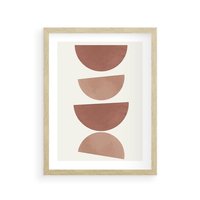 Plakat w ramie 40x50 - Abstrakcyjne Widzenia - abstrakcyjne geometryczne kształty, odcienie brązu i beżu - rama drewno