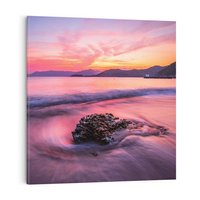 Obraz na płótnie 40x40 - Zaklęty Zachód - magiczny zachód słońca, fioletowe