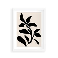 Plakat w ramie 50x70 - Wibracje Akwarelowych Ścieżek - abstrakcyjny minimalistyczna kwiat, czarno biały plakat - rama biała