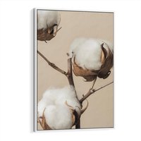 Obraz w ramie 50x70 - Bawełniana melancholia - bawełna, suche - rama biała