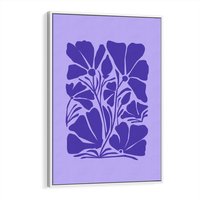 Obraz w ramie 70x100 - Migocące Boho Wibracje - kwiaty, energetyczne fioletowe tło - rama biała