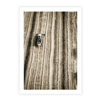 Plakat bez ramy 21x30 - Sepia na Polu - kombajn, pole