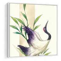 Obraz w ramie 50x50 - Migocące Ptaki - japońska sztuka, ptak - rama biała