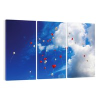 Obraz na płótnie 120x80 - Balony - Serca na niebie - balony, serca