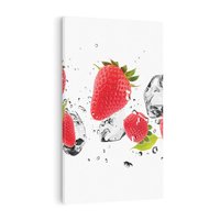 Obraz na płótnie 80x120 - Rajskie truskawki z wodą - truskawki, woda