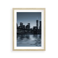 Plakat w ramie 40x50 - Nocne pejzaże miasta - miasto, nocą - rama drewno