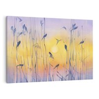 Obraz na płótnie 120x80 - Mistyka Poranka nad Szuwaram - wschód słońca w szuwarach, trawy