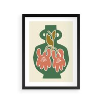 Plakat w ramie 30x40 - Kreatywne Impulsy - boho styl, wazon - rama czarna