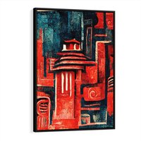 Obraz w ramie 50x70 - Mistyka Wschodnich Światów - orientalna sztuka, nawiązanie do Japonii - rama czarna