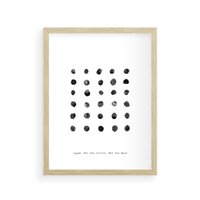 Plakat w ramie 50x70 - Boho Sztuka Wolości - minimalistyczny plakat, czarne kropki na białymtle - rama drewno