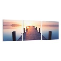 Obraz na płótnie 120x40 - Zachód słońca nad molo: Magia morza - molo, zachód słońca
