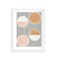 Plakat w ramie 30x40 - Przenikające Kształty - abstrkacyjna nowoczesna sztuka, koła okręgi - rama biała