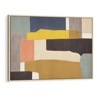 Obraz w ramie 70x50 - Pasy Abstrakcji - kolorowe pasy, plamy koloru - rama drewno