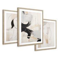 Zestaw obrazy w ramie 30x40 galeria - abstrakcja, akwarela, nowoczesny - rama drewno