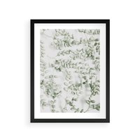 Plakat w ramie 50x70 - Delikatność Zieleni - zielone gałązki, listki - rama czarna