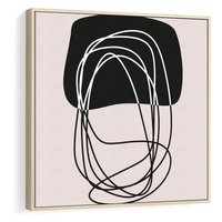 Obraz w ramie 50x50 - Strukturalne Kontrasty - abstrakcyjne szkicowane linie, minimalizm - rama drewno