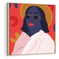 Obraz w ramie 50x50 - Kobieca Przenikliwość - nowoczesny plakat, styl retro - rama drewno
