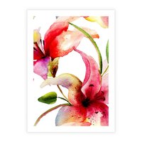 Plakat bez ramy 21x30 - Kwiaty w akwareli - delikatne piękno - kwiaty, akwarela