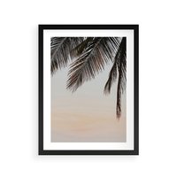 Plakat w ramie 40x50 - Tropikalna Harmonia - palmy na tle nieba - rama czarna