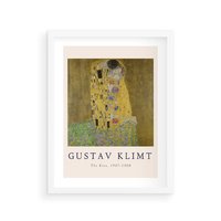 Plakat w ramie 50x70 - Sztuka Klimta - gustav klimt, pocałunek - rama biała