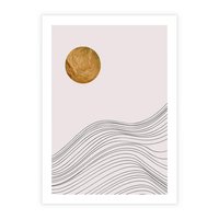 Plakat bez ramy 21x30 - Minimalistyczne Słońce: Blask i Złoto - grafika, minimalizm