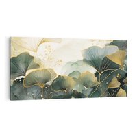 Obraz na płótnie 100x50 - Natura w Złotym Odcieniu - złote elementy, liście miłorzębu japońskiego