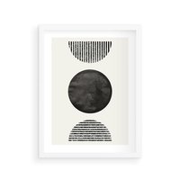 Plakat w ramie 30x40 - Tajemnicza Kompozycja - abstrakcyjne czarno białe formy, minimalizm - rama biała