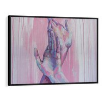 Obraz w ramie 100x70 - Splecione - obraz olejny, pastelowe kolory - rama czarna