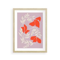 Plakat w ramie 30x40 - Kwiatowa Kreatywność - nowoczesny plakat, roślinne motywy - rama drewno