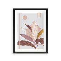 Plakat w ramie 40x50 - Pastelowa Uroda Natury: Kwiat z Złotymi Akcentami - pastelowa grafika, kwiat - rama czarna