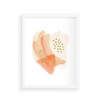 Plakat w ramie 30x40 - Rozkwitające Odbicia Form - abstrakcyjne akwarelowe plamy, minimalizm - rama biała